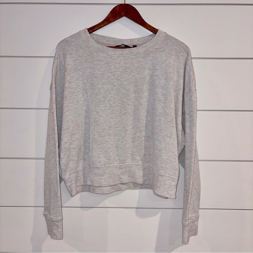 Danskin 1999 Oatmeal Cropped Pullover Sweatshirt Oversized Athleisure L Neutral